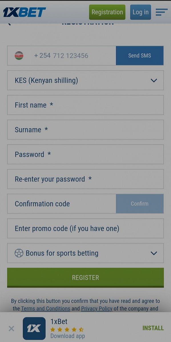 1xBet sign up and basketball section