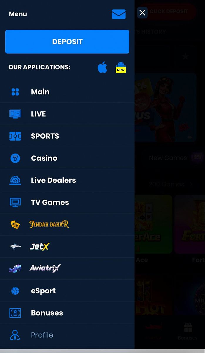 Official 4rabet Website Menu