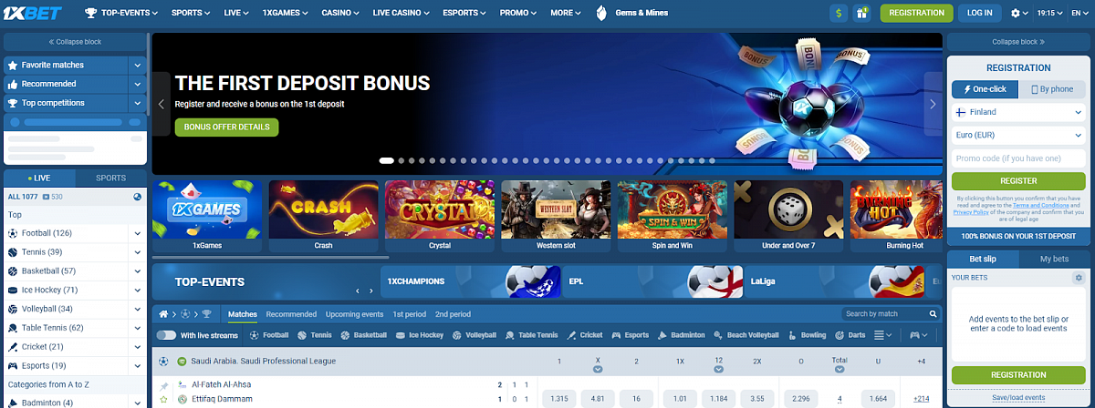 1xbet homepage
