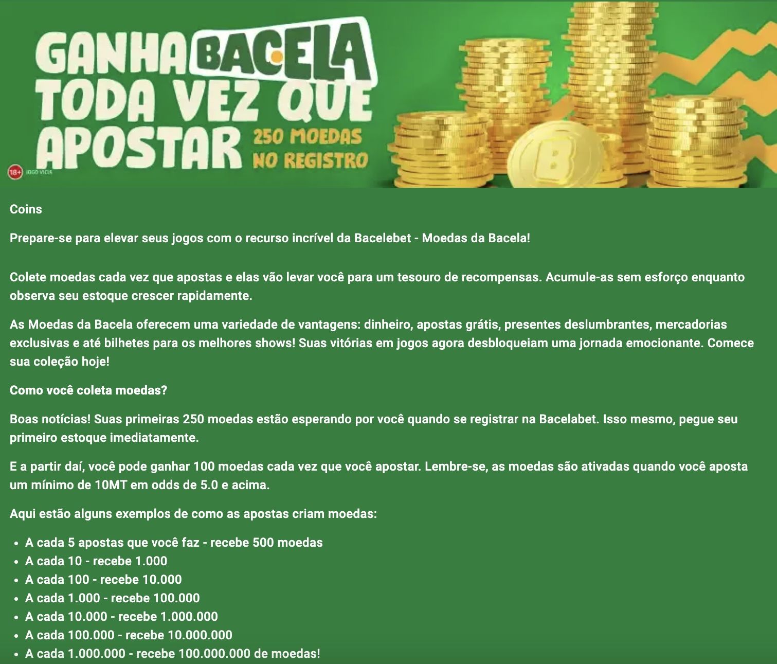 Página de promoção da casa de apostas Bacelabet Moçambique