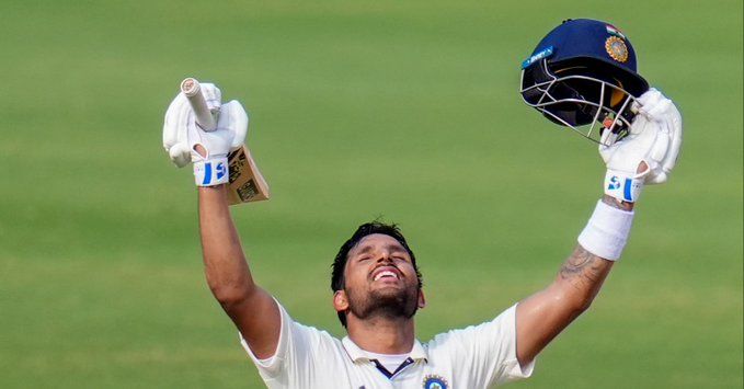 JUBILANT: Dhruv Jurel scores sensation ton. @BCCI/X