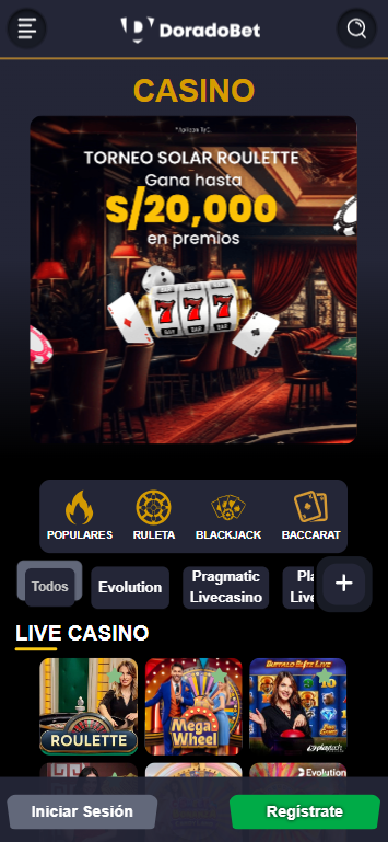 Screenshot de la versión móvil de Dorabet Perú