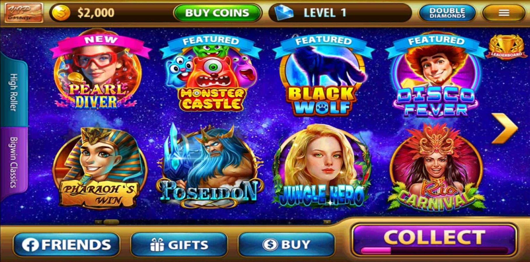 Big Win slot games lobby