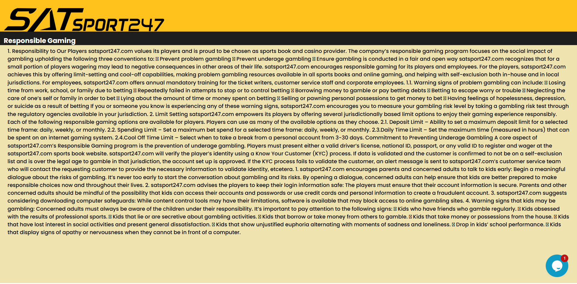 Disclaimer on Satsport