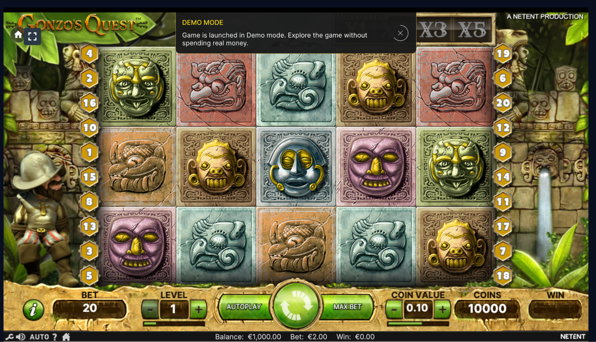 Gonzo's Quest Game Main Page