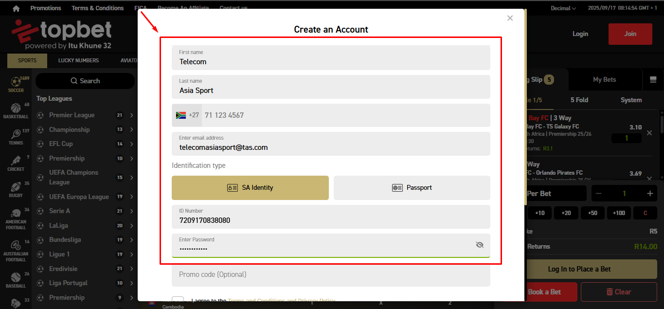 Enter your Sign-up Information