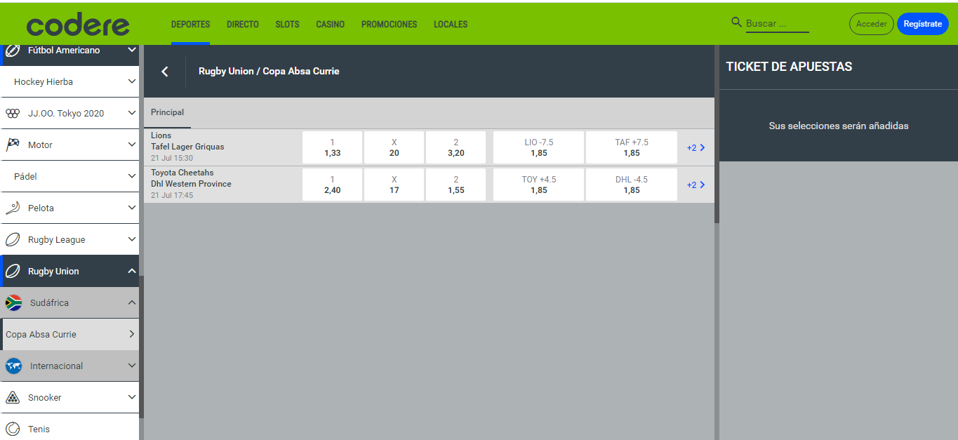 Live Betting Codere