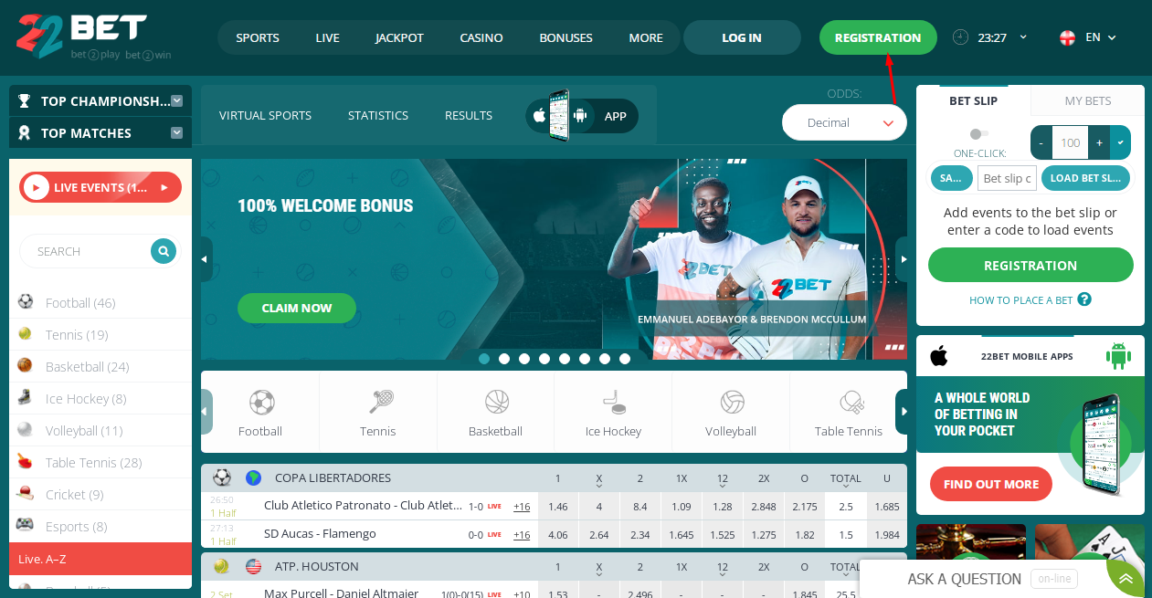 Launch The 22Bet Webpage
