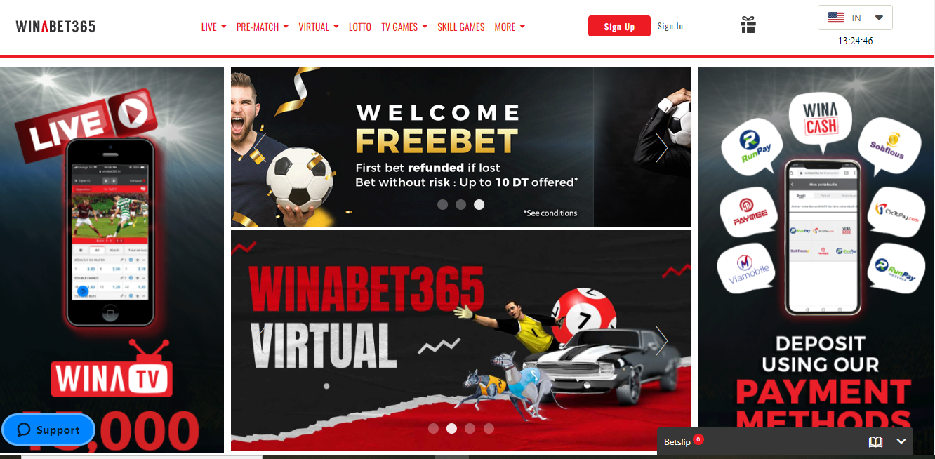 Image of Winabet365 bookmaker with its key features