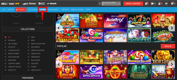 Image of Megapari Ghana Casino page