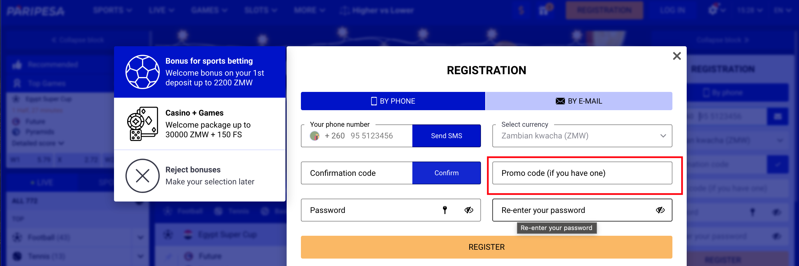 Paripesa Zambia Promo Code