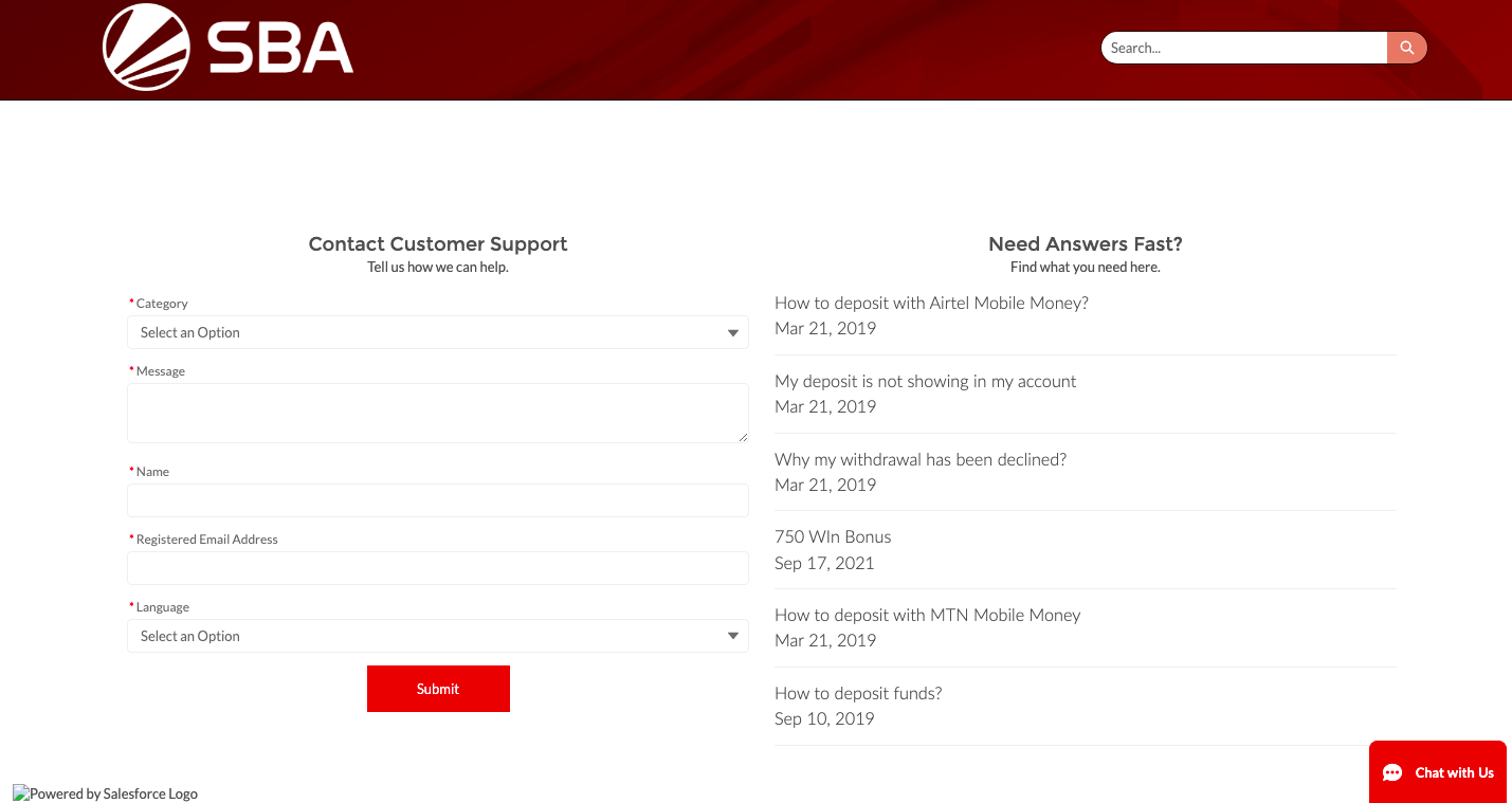 Different option to connect with customer support