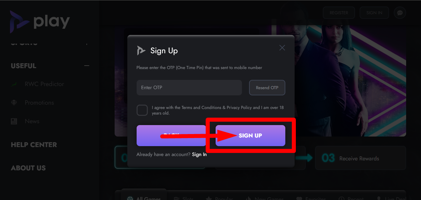 Complete Sign Up Process