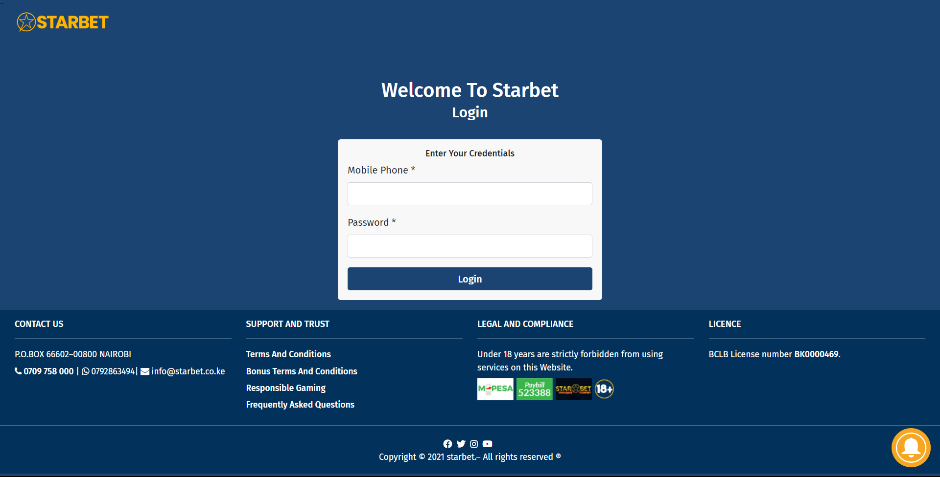 Starbet website image Official Starbet Kenya login banner