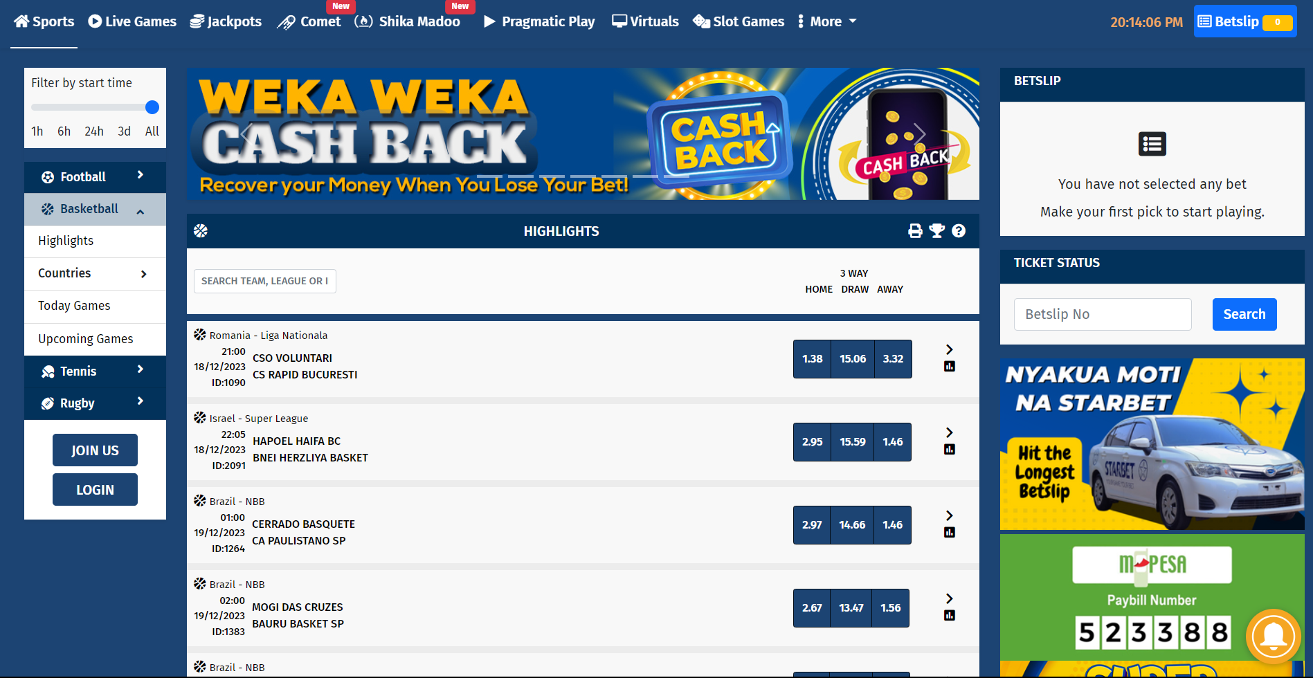 Starbet Kenya homepage image An image showing the Starbet betting odds