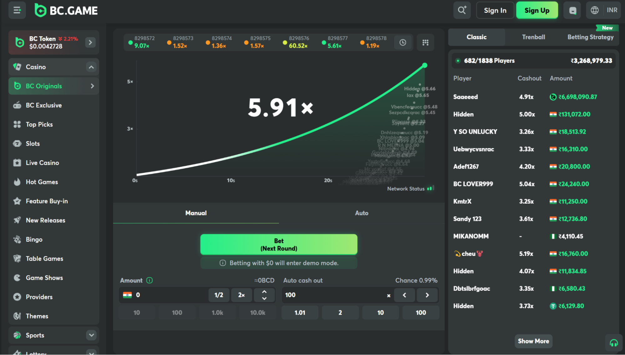 Crash Game on BC Game