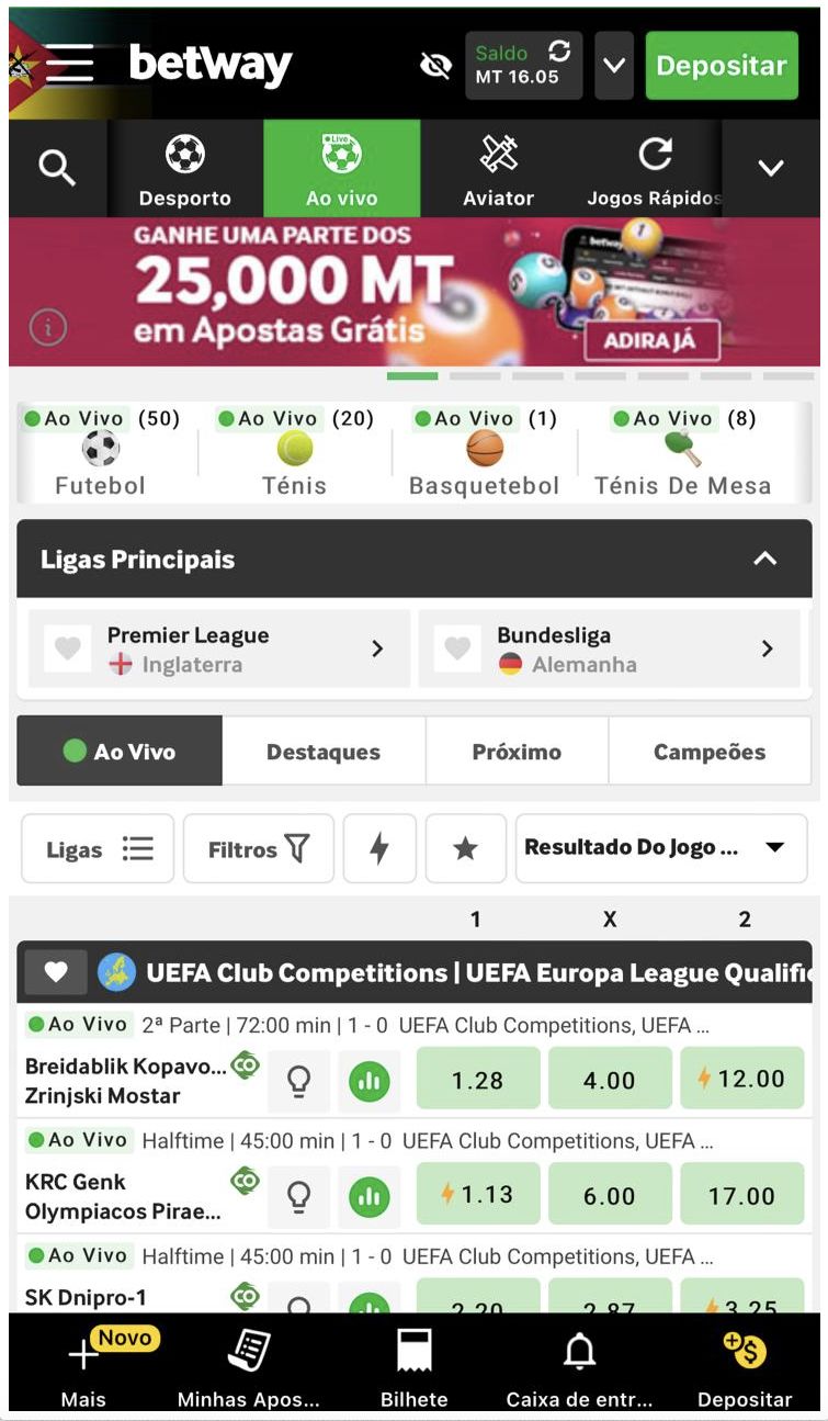 Mercado ao vivo da Betway iOS