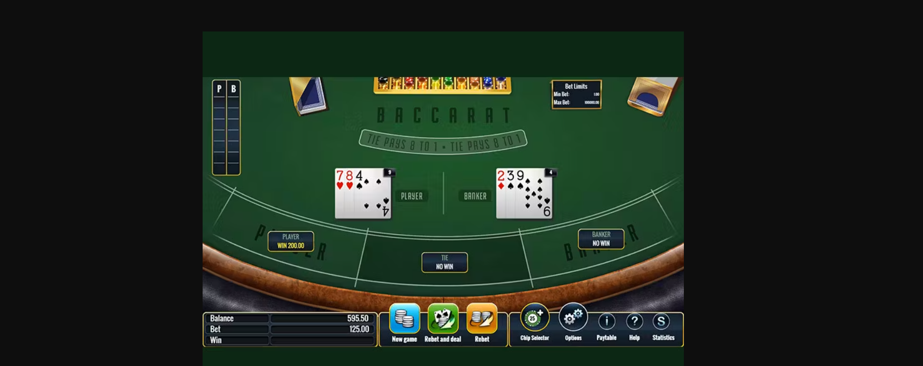 Baccarat in Action An image showing the cards of a Baccarat game