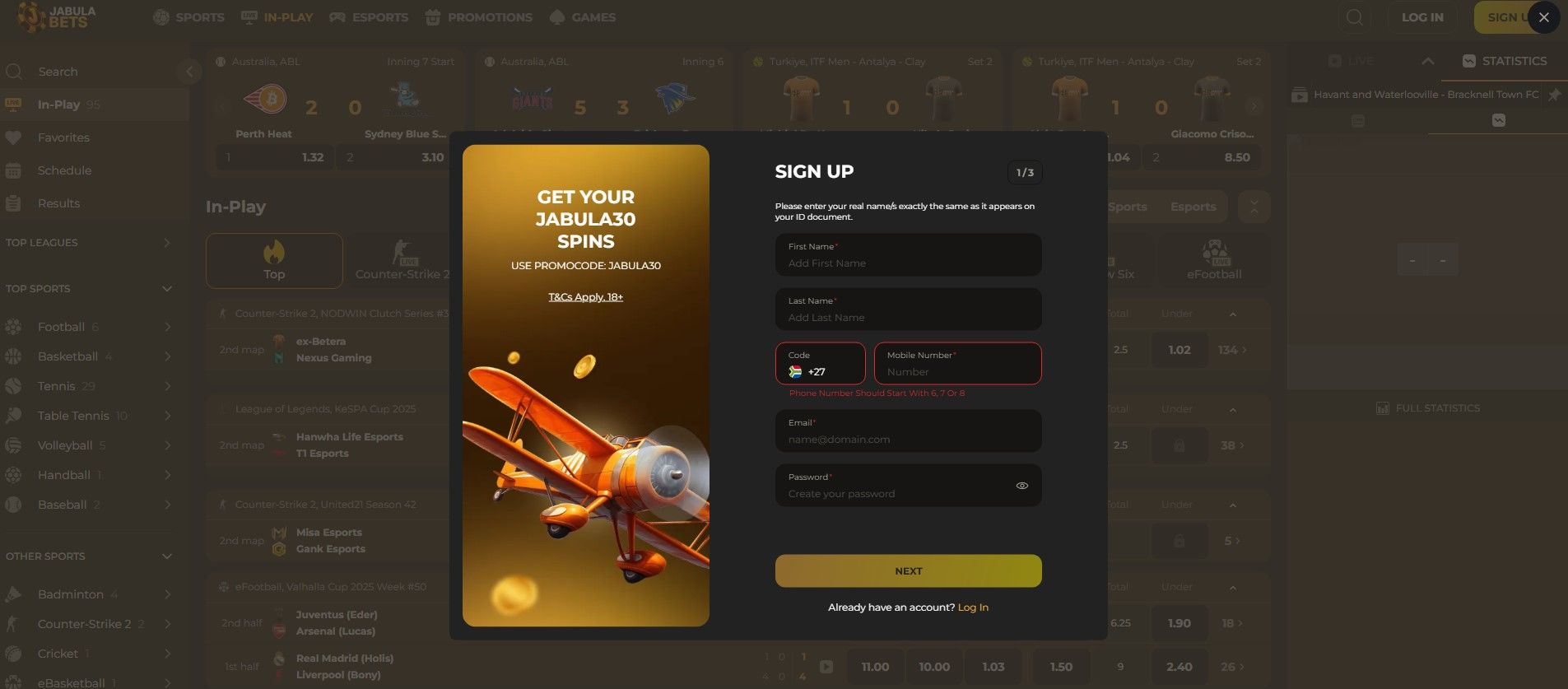 Enter Sign up details