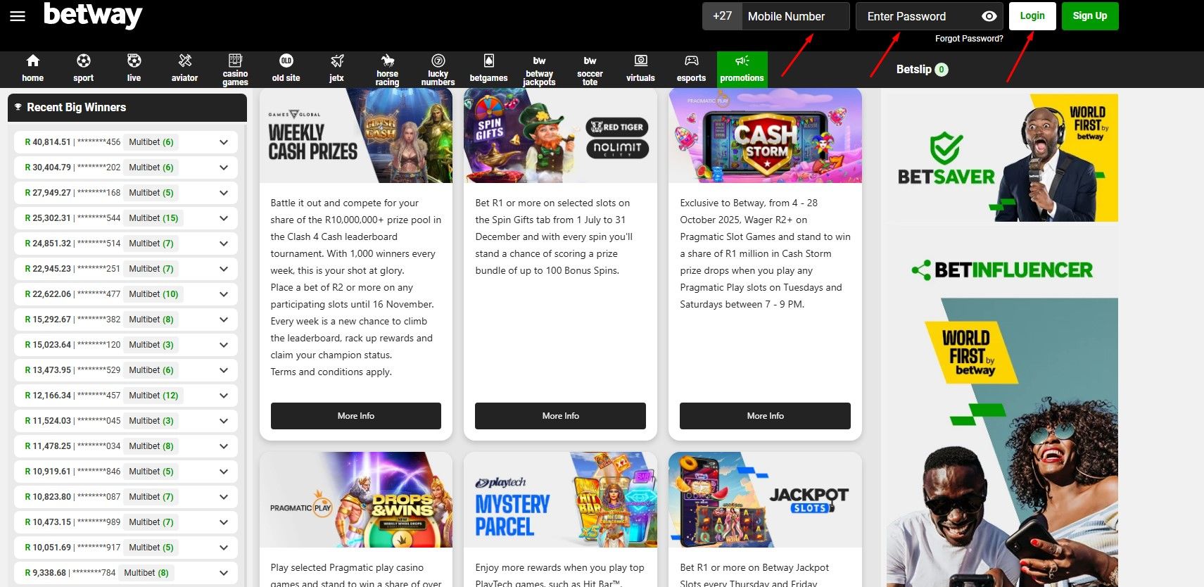 Sign Up And Log In on Betway Aviator Site