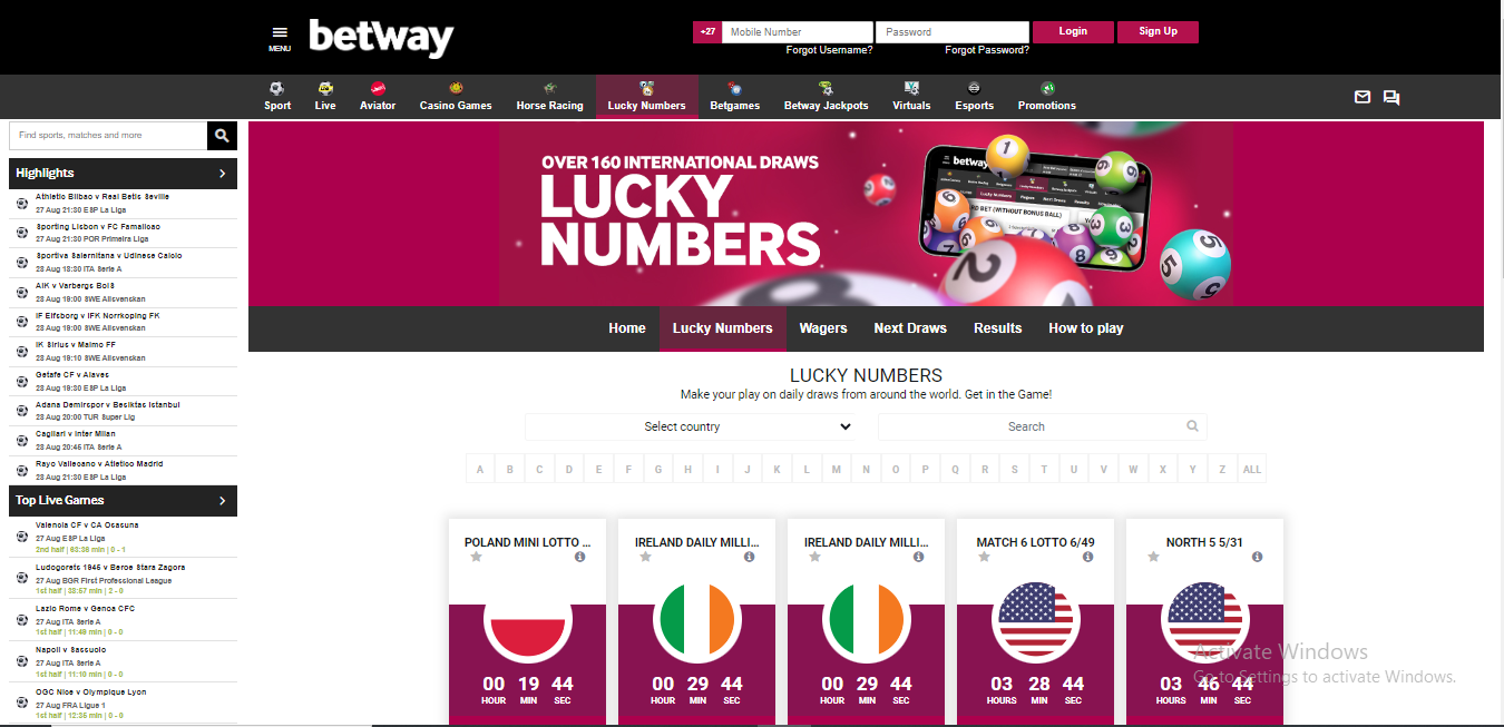 Images show Betway's Lotto Plus