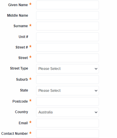 Image of the TopSport personal details page