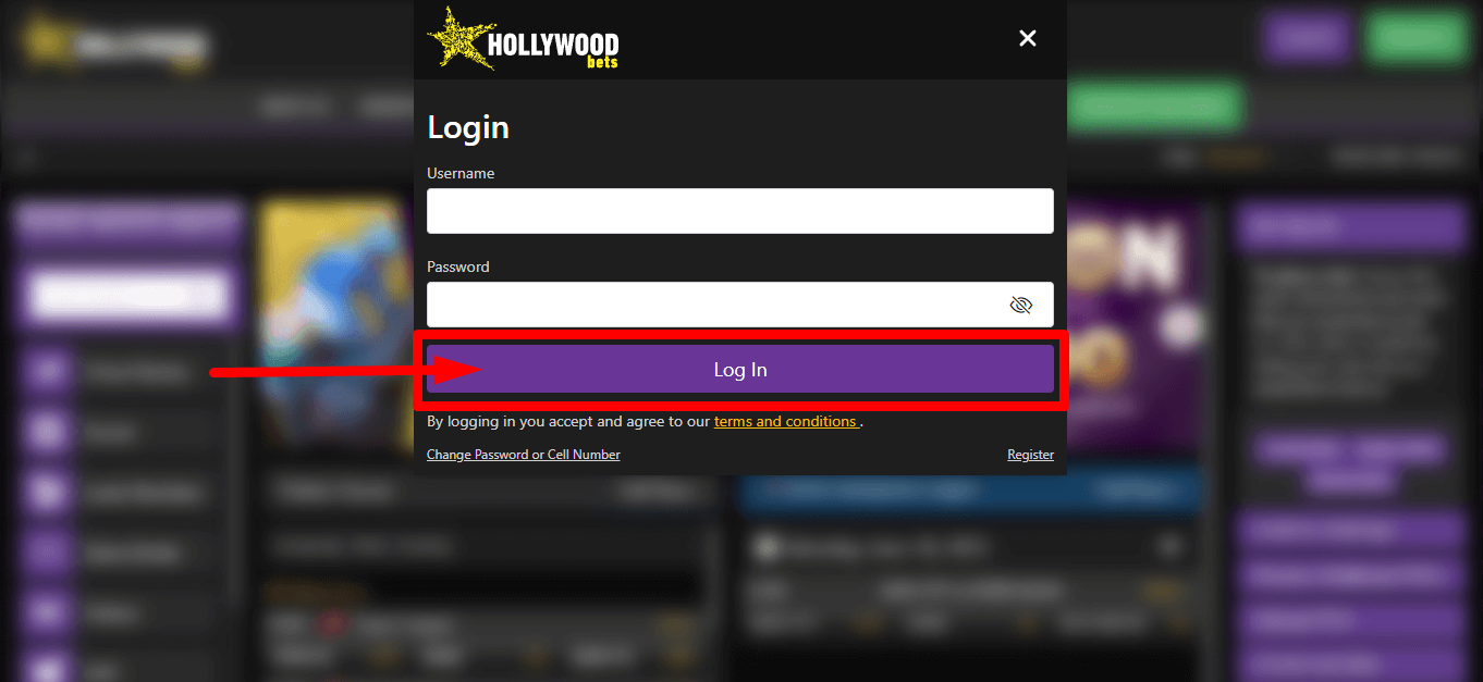 Image of Hollywoodbets South Africa Finish LogIn