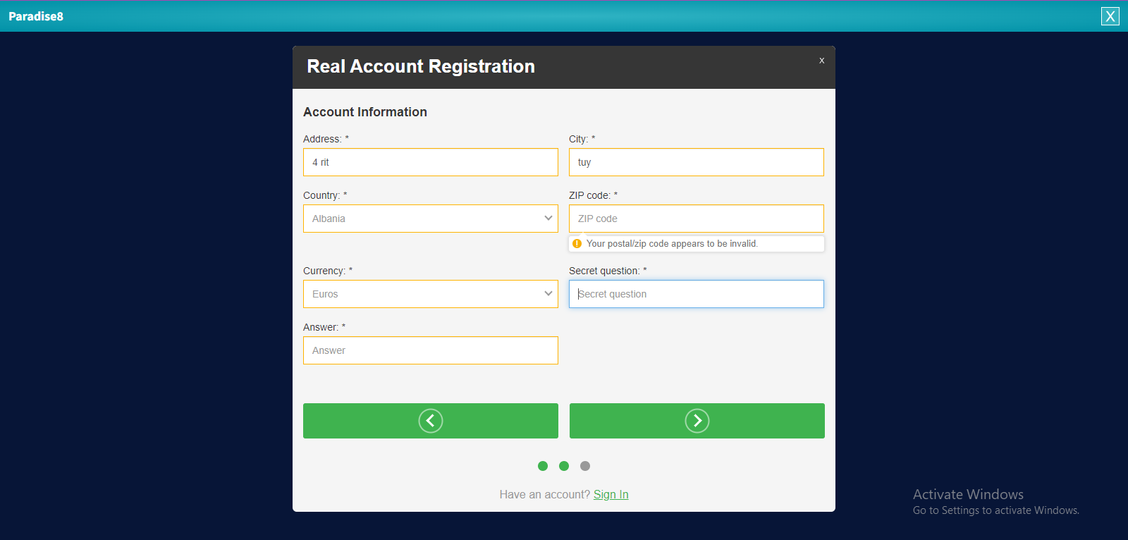 Step 2: Fill in the registration details