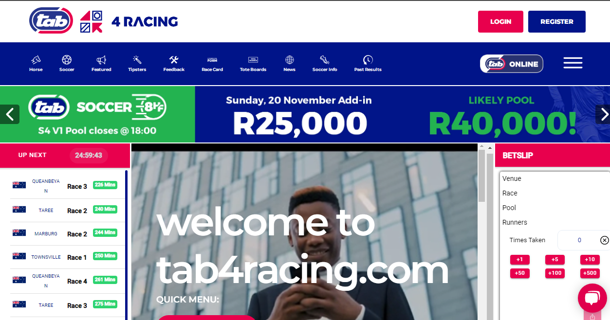 Image of the TabOnline homepage page