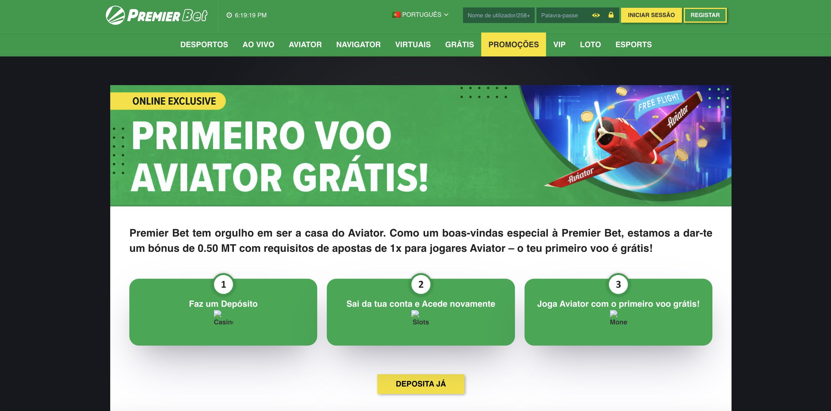 Bónus disponíveis na Premier Bet