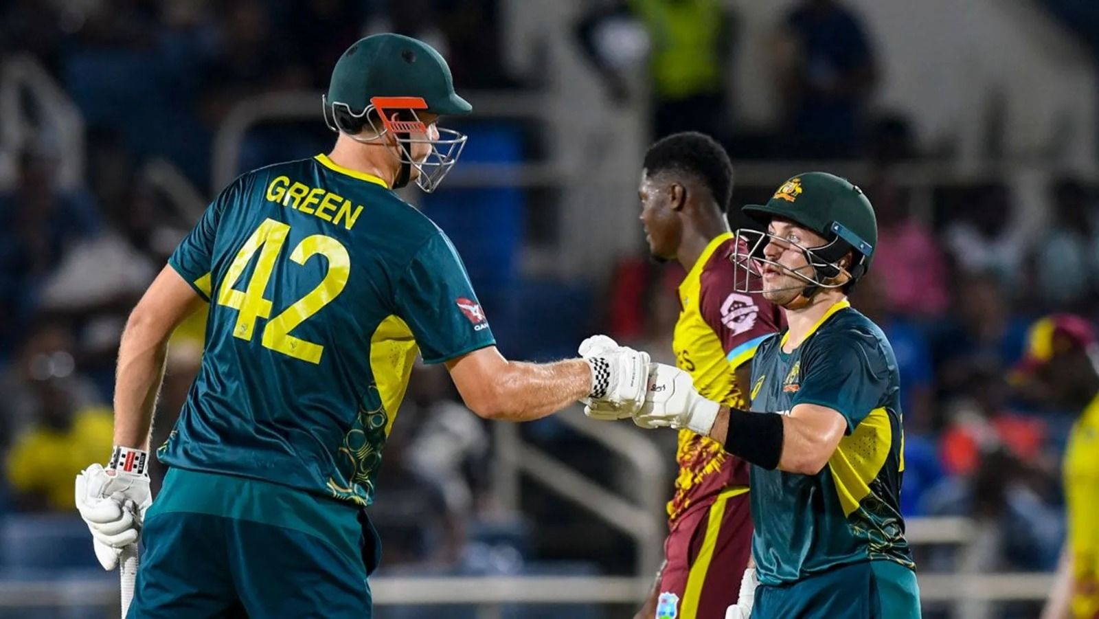 Cameron Green (left) and Josh Inglis shared an unfinished 131-run partnership to guide Australia to a massive eight-wicket victory against West Indies in the second T20I in Jamaica. @cricket.com.au Cameron Green (left) and Josh Inglis shared an unfinished 131-run partnership to guide Australia to a massive eight-wicket victory against West Indies in the second T20I in Jamaica. @cricket.com.au