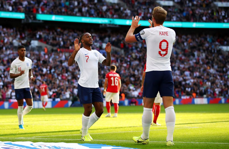 Raheem Sterling and Harry Kane for England