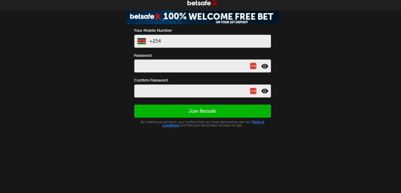 Signup for Betsafe account