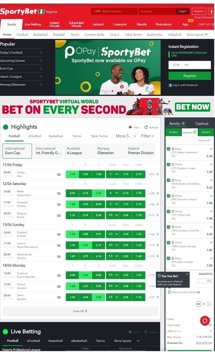 Sportybet Landing page