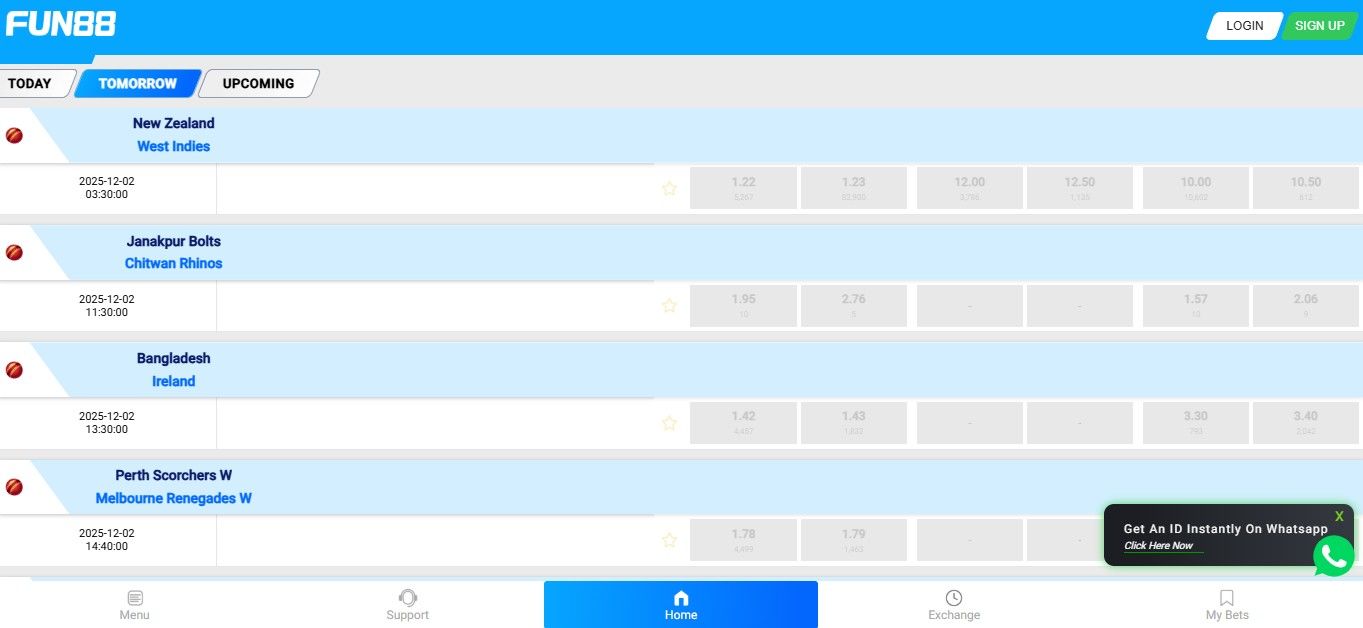 Fun88 Live Betting on Sports Fun88 Live Betting Interface