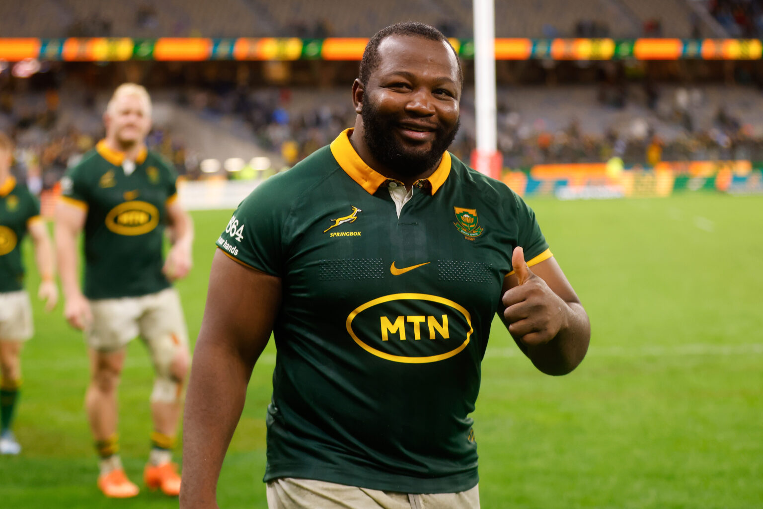 Ox Nche of the Springboks after the win during The Rugby Championship match against Australia in 2024