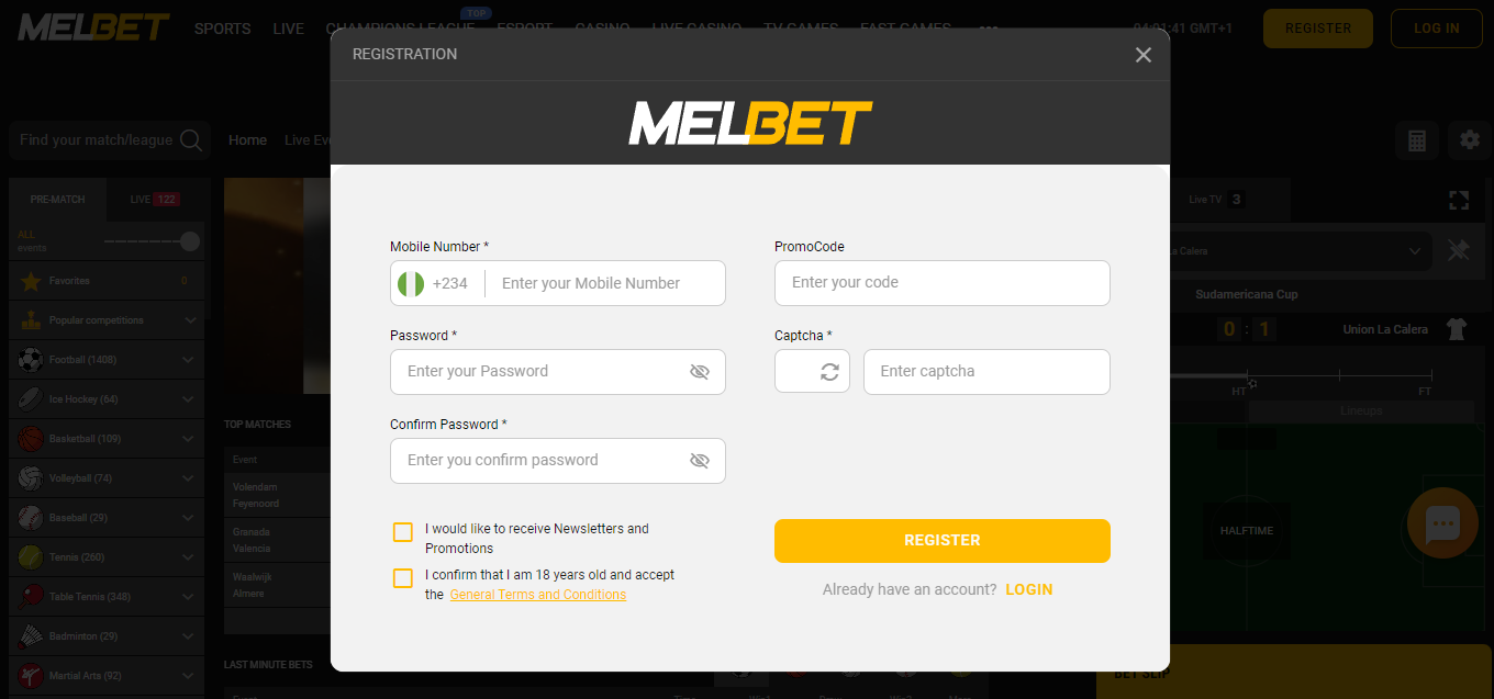 Image of Melbet Sign up Method