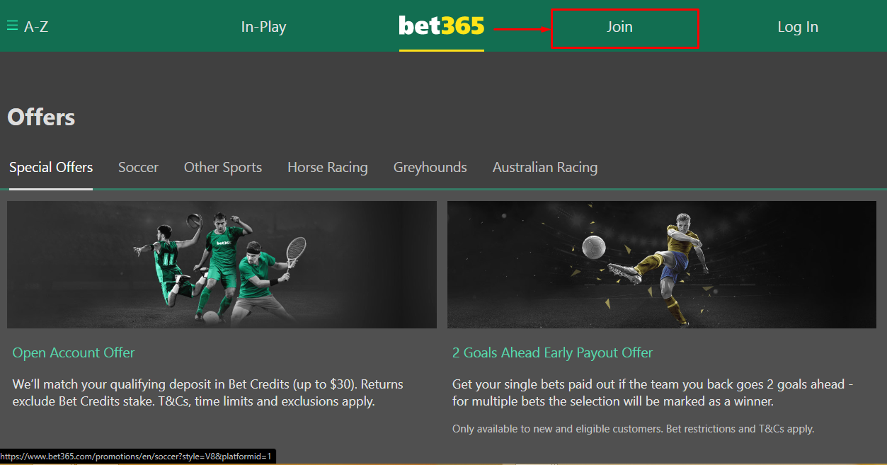 Image of the Bet365  Bangladesh join page
