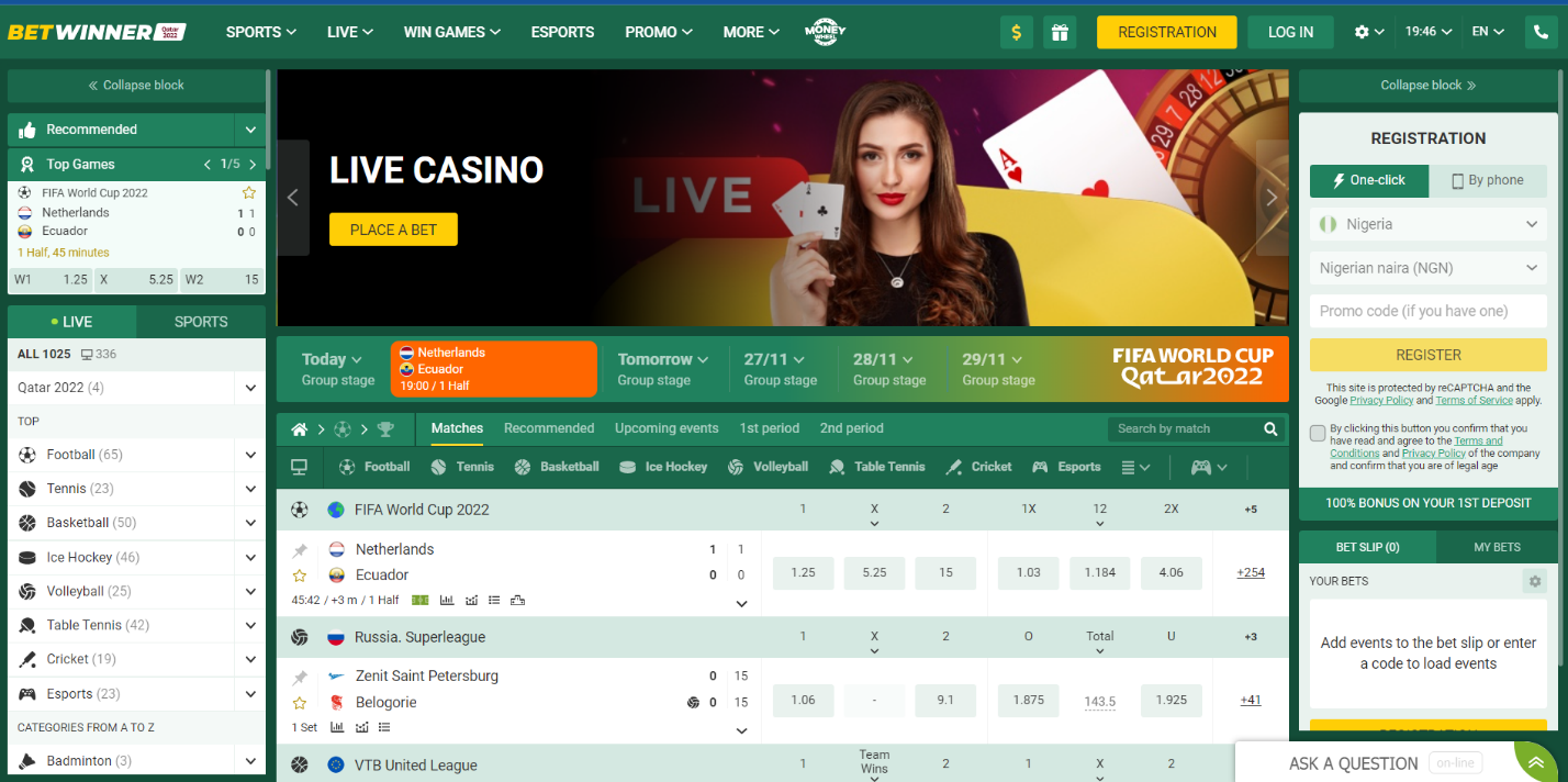 Official Betwinner account login page banner