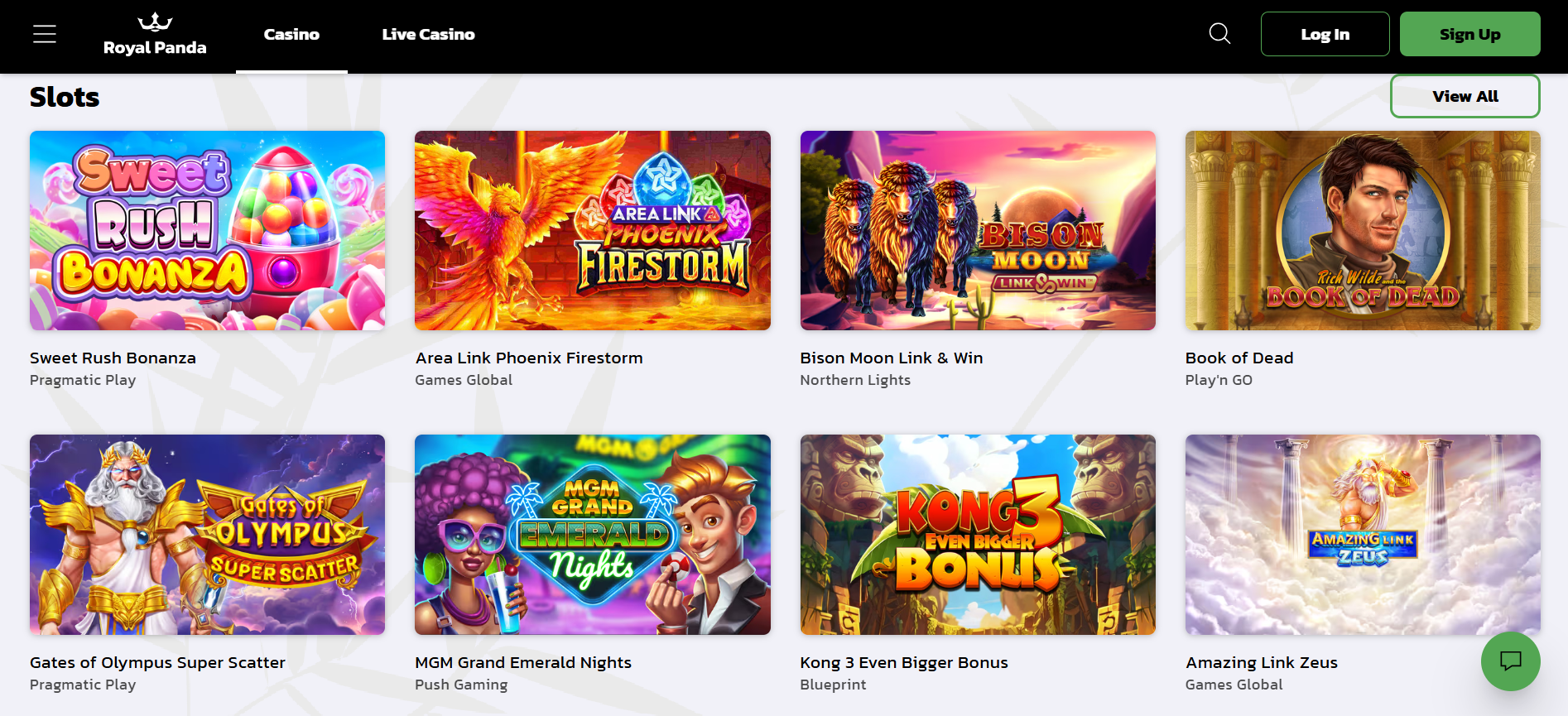 Royal Panda Online Casino Lobby