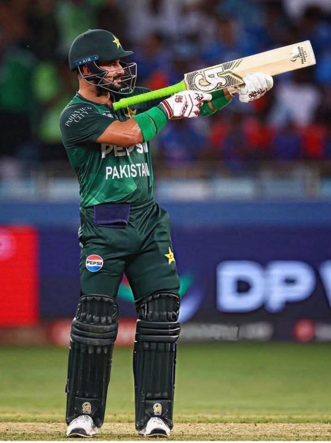 Farhan's gunfire gesture after his half-century trigger debate. @X