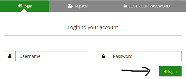 Image showing the login button of soccabet betting website