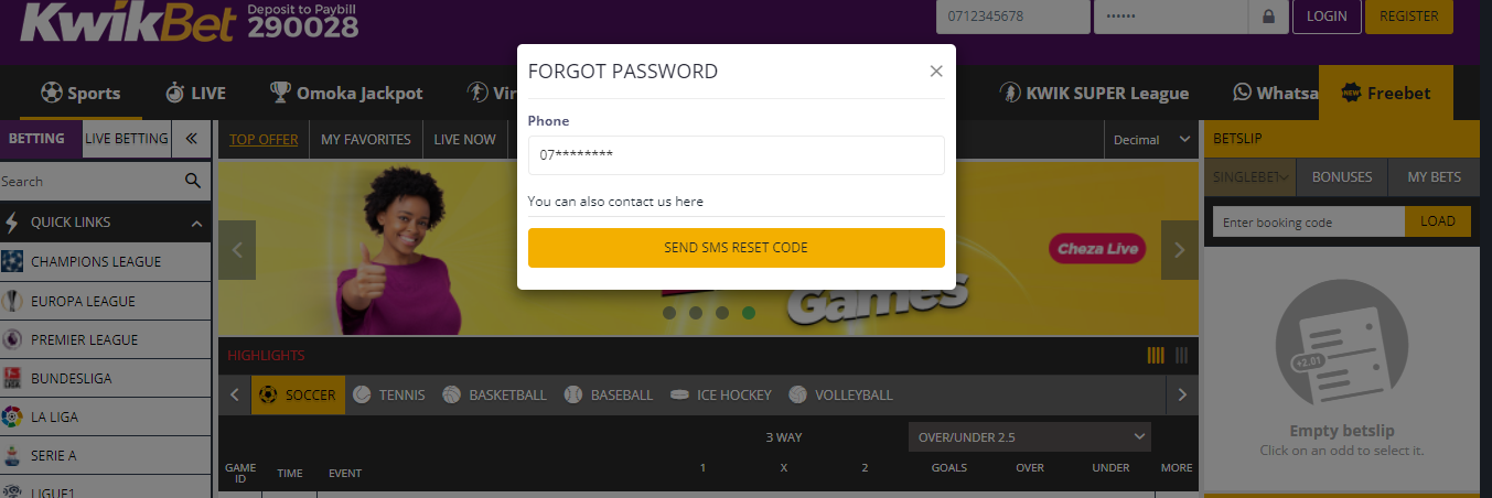 Picture showing how you can recover your account if you have forgotten the password