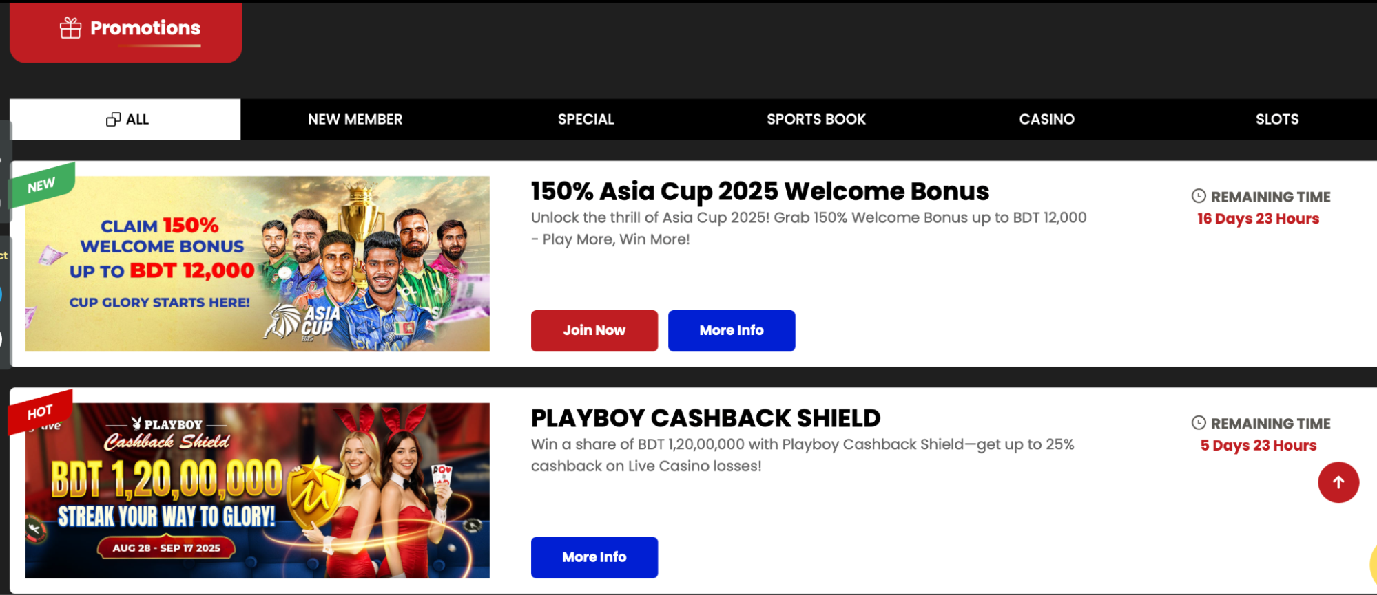 Promotions Tab 12Bet BD