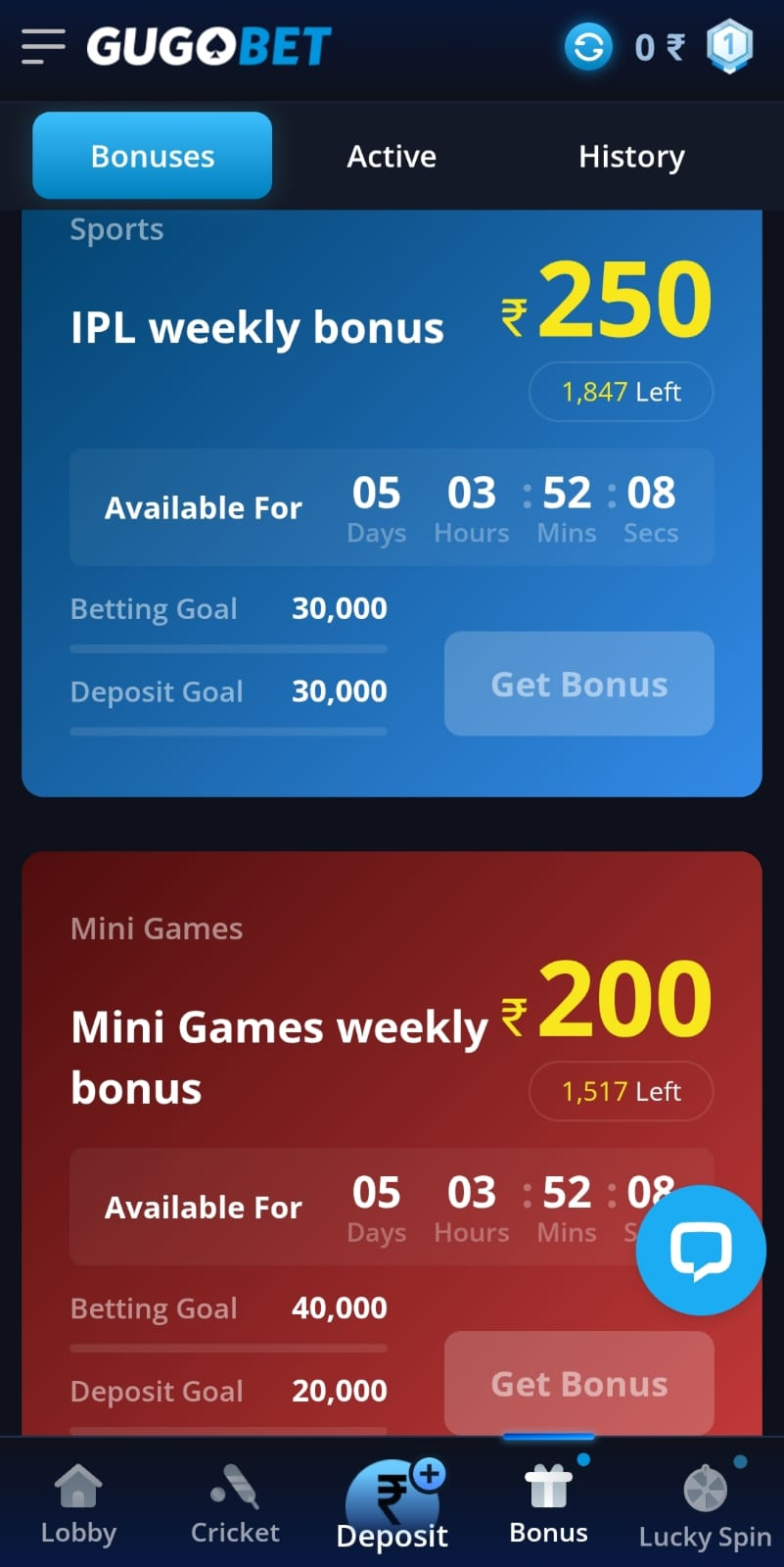 GugoBet Weekly Bonus