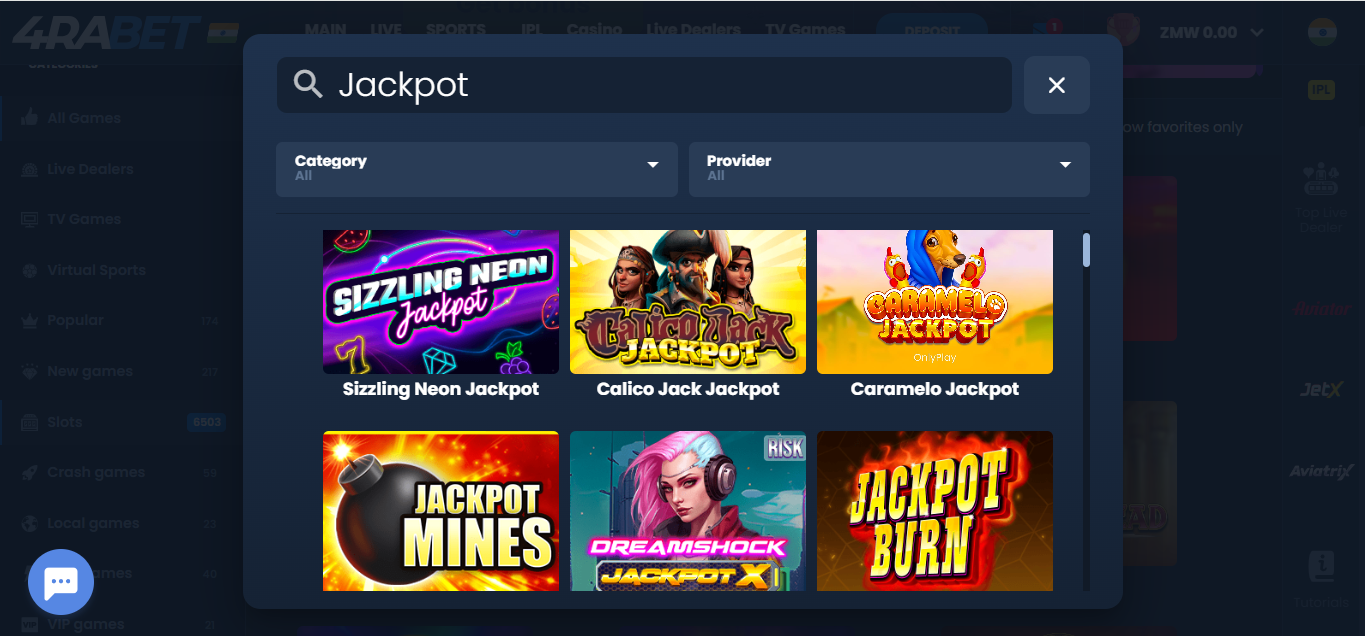 4Rabet Jackpot games