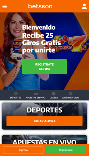 Se muestra la sección principal, apuestas deportivas y juegos de casino