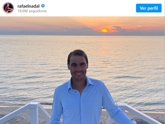 Rafael Nadal, vía Instagram