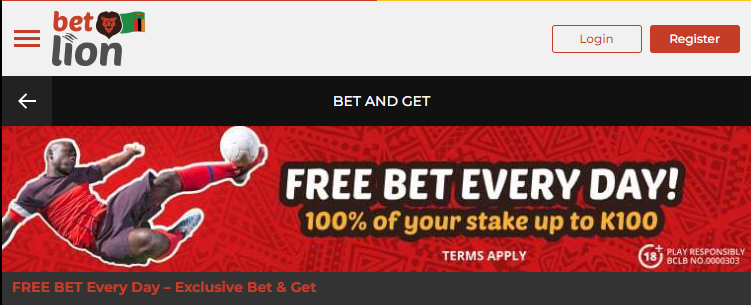 Images show a betting site's free bet page