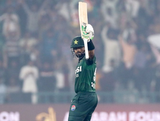 Pakistan's Babar Azam celebrates his half-century in the third T20I against South Africa in Lahore. @PCB Pakistan's Babar Azam celebrates his half-century in the third T20I against South Africa. @PCB